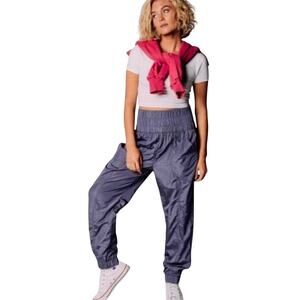 NEW Free People Movement The Way Home Nylon Joggers S Deep Sea Purple